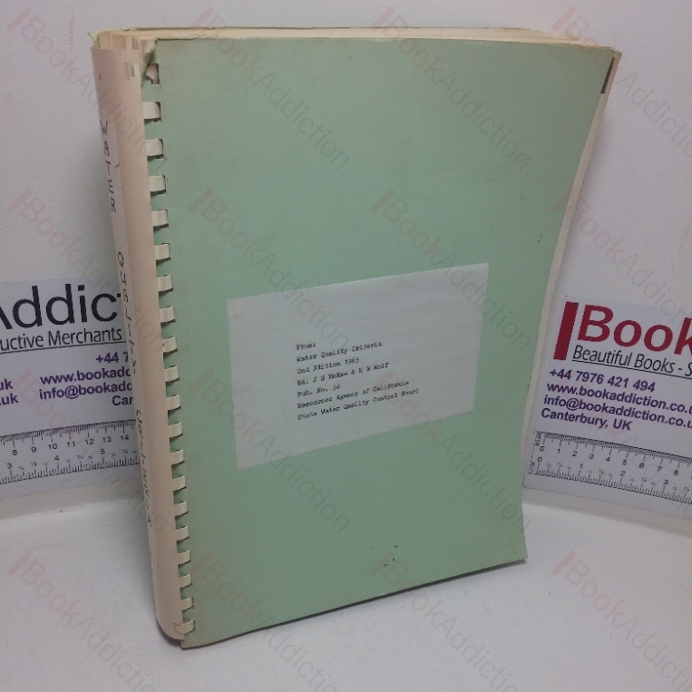 Potential Pollutants (Chapter Six from Water Quality Criteria, 2nd Edition, 1963)