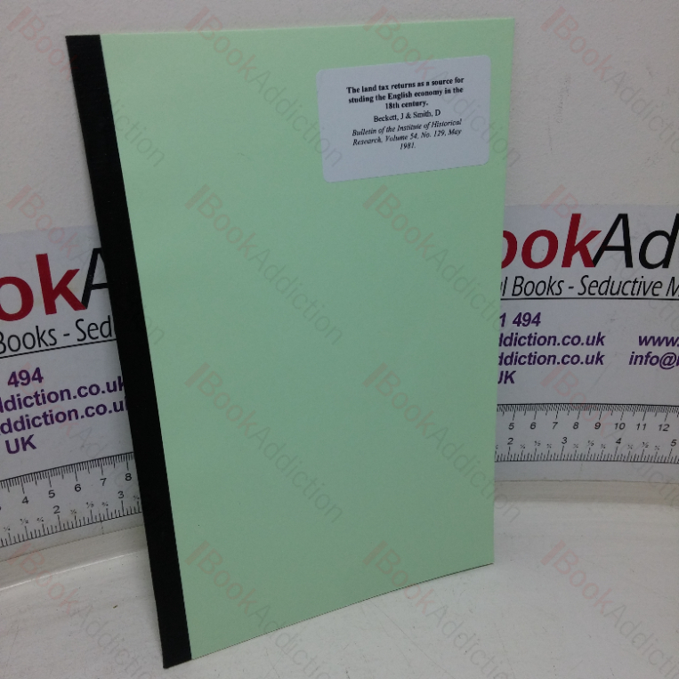 The Land Tax Returns as a Source for Studying the English Economy in the 18th Century (Academic Offprint)