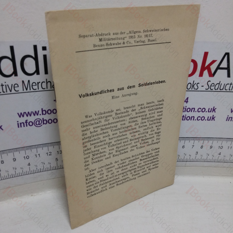 Volkskundliches aus dem Soldatenleben: Eine Anregung [Folklore from Soldiers’ Lives: An Idea]